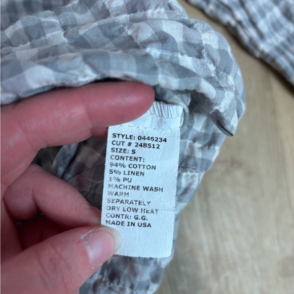 Cut Loose Gray Plaid Button-Up Linen Shirt S - Picture 3 of 3